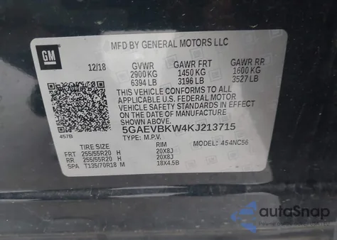 2019 Buick Enclave Awd Premium z USA, uszkodzony, nr VIN 5GAEVBKW4KJ213715